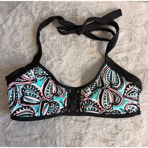 Aerie Scoop Bikini Top Small Strappy Back Boho Floral Swim Bralette Summer